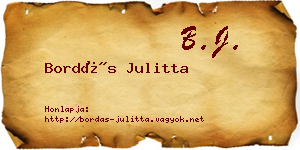 Bordás Julitta névjegykártya